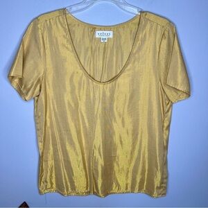 Velvet by Graham & Spencer Gold Metallic Blouse Top